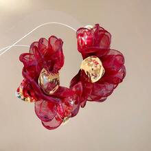 Andkiss 1 Đôi bông tai mặt dây chuyền hoa vải voan thanh lịch - Hoa - Xem 9