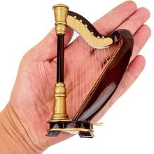 Wooden Miniature Harp With Case Mini Musical Instrument Harp Replica Collectible Figurines Dollhouse Accessories Model Home Dration Display Ornament (5.51"X3.07"X1.69"),19389825