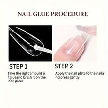 2支速干胶 - 瞬间粘合，持久牢固，无需卸除，优雅的白色和粉色凝胶指甲油配方