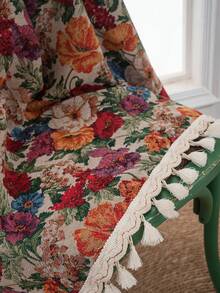 1 khăn trải bàn tròn hoa nhiều màu Jacquard, trang trí tua rua thắt nút thủ công, phong cách trang trại cổ điển, thích hợp cho các ngày lễ, họp mặt gia đình, tiệc sinh nhật, trang trí nhà cửa, mọi mùa - Nhiều màu - Xem 8
