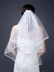 Voal de mireasă cu legături contrastante, voal de mireasă alb pentru nuntă