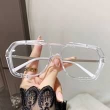 Unisex Slimming Fashion Glasses - Irregular Mirror Gradient Yellow Blue, Half Frame Design, Lightweight Decorative Glasses Suitable For Clubs, Street Photography, Parties And Festivals (Christmas, Lunar New Year, Carnival),  Glasses, Durable Glasses, Clear Vision Glasses - Khung đen màu xám - Xem 3