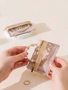 1/3/5pcs Portable Jewelry Box, Earrings, Earrings, Necklace, Jewelry Bag, Storage Bag, Ring Bracelet, Travel Jewelry Storage Bag - Beige - View 5
