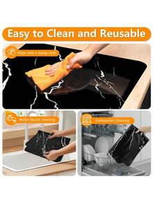 硅胶电磁炉保护垫 30.8x20.5 英寸（厚度：0.4 毫米） - 耐热防滑炉灶罩，适用于日常烹饪、台面防刮、防溢且易于清洁 | 适用于洗碗机的耐用垫子，适用于厨房、租房者、礼物创意（适合电磁炉）