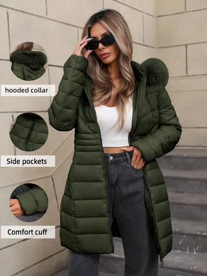 Chaqueta de plumas ligera para mujer de Giolshon - Con capucha, de múltiples bolsillos, adecuada para usar en capas y para uso casual al aire libre en otoño/invierno