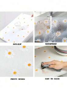 Premium Non-Slip Shelf Liners - 118.11 Inch Roll, Durable EVA Cabinet Mats, Cut-To-Size Waterproof Drawer Liners With Modern Daisy Pattern, Multipurpose For Refrigerator, Drawers, Desks, Shoe Closets - Moisture-Resistant And Heat-Insulating