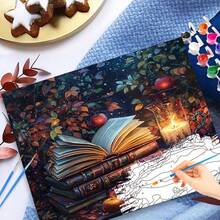 1 pieza Pintura por números Fruta de libros Pintura de arte en lienzo por números para principiantes en lienzo Pintura por número DIY Kits 40x50cm/16x20 pulgadas Sin marco
