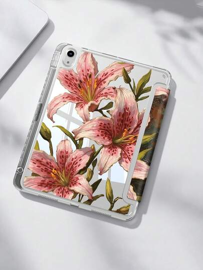 油画芙蓉花图案保护套适用于第 10 代 iPad、iPad 10.2/Mini6/Mini7/9.7 英寸，平板电脑保护套适用于三星 Galaxy Tab A9 Plus，3+Y 折叠防弯曲，加固硅胶角，自动唤醒/睡眠功能，内置铅笔槽，多角度折叠支架 - 完美的日常保护，很棒的节日礼物，时尚简约的图案。