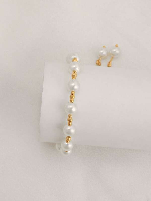 1pc Minimalist Elegant Retro Casual Beaded Bracelet, Versatile Hong Kong Style