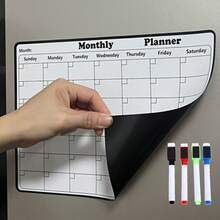 Refrigerator Magnetic Acrylic Dry Erase Calendar Whiteboard, Colorful And Clear, With Marker, For Adult, Home And Office Kitchen Storage,For School Supplies,Back To School