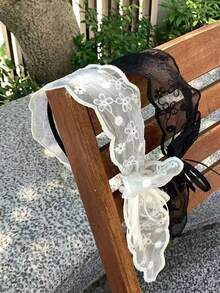 Lace Bow Ribbon Hair Hoop, Elegant Lace Bow Headband Hair Scarf ,High Crown Pressure Headband, Fairy Style Daily Wear Bow Accessories, Vintage Bohemian Style, Versatile Neck And Waist Accessory, Perfect For Fashionable Outfits Women Bandanas Winter Head Scarf