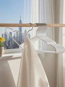 5/10/20pcs Non-Slip Rubber Coated Hangers With Grooved Design - Anti-Slip Hooks, Suitable For Home, Bathroom, Space-Saving Clothes Organizer (White) - Multicolor - View 2