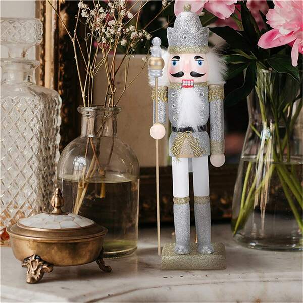 1pc Wooden Nutcracker Soldier Puppet Decor Charming Cartoon Figure For Christmas Home Decoration Material For Shelves And Desktops Unique Festive Ornament Christmas Decorations Room Decor Winter
