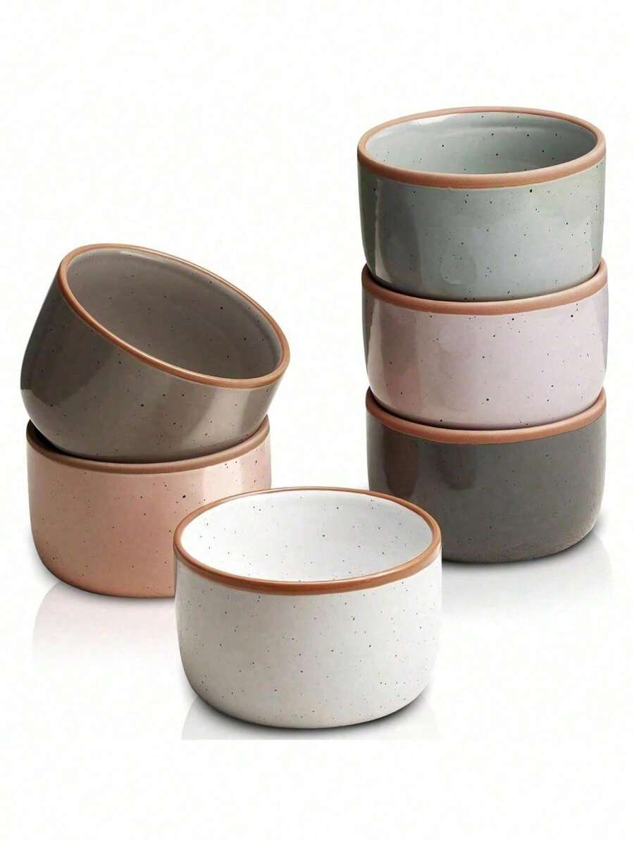 1pc Morandi Color Ramekins , Creme Brulee Ramekins Oven , Porcelain Ramekins Bowls, Mini Cheesecake Pans, Small Baking Dish, Dipping Sauce Bowls, Ramekins For Baking Souffle, Ice Cream - View 1