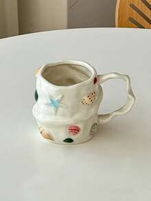 1pc/2pcs Seashell & Conch Ceramic Mug, Handmade Asymmetrical High-Quality Mugs, Coffee Cup, Creative Ocean & Cute Theme, Home Water Cup, Suitable For Coffee/Milk/Afternoon Tea/Dessert, Gift For Friends, Classmates, Teachers