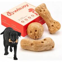 Willjoy Dog Chew Toys For Aggressive Chewers, Tough Dog Toys For Aggressive Chewers, Pine Wood And Nylon Indestructible Dog Toy, Bacon Flavor Large Dog Toys To Keep Them Busy - 3 件裝 DuraDumb/RollBall/CurveBone - 查看 2