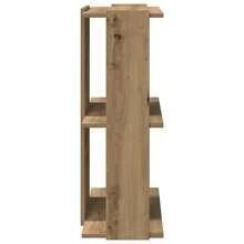 Libreria Larryhot a 3 ripiani in rovere artigianale 60x30x80 cm, robusta e durevole, facile da montare, stile decorativo, adattA, Per riporre soprammobili, statuette, libri, piccoli oggetti, ecc. - Castano - Visualizzare 5