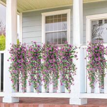 Artificial Fall Flowers Outdoor Fall Decoration, 2 Pcs Faux Hanging Flowers Outdoor Fall Decor, Resistant Look Real Faux Mums Silk Flower Outside Home Porch Patio Yard Balcony Planter
