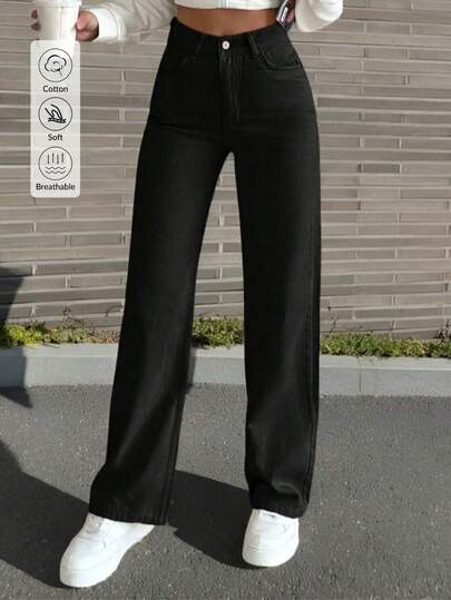Women's High Waist Relaxed Fit Jeans With Pockets Details Gray Washed With Pockets Office Women Outfits