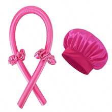 Set de 4 piezas de herramientas para el cuidado del cabello durante el sueño, rodillos para el cabello sin calor para dormir, gorro de seda para dormir, gorro con banda elástica para dormir para el cuidado del cabello de las mujeres