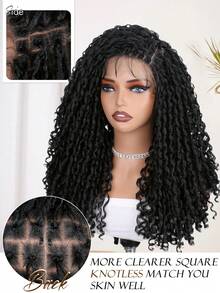 Tóc giả bện ren mềm cao cấp có tóc con, đã được tỉa sẵn, không có nút thắt, kiểu tóc giả dreadlocks rẽ ngôi vuông, kích thước nhỏ, xoăn bồng bềnh, phù hợp cho nữ, sợi tổng hợp chất lượng cao, hai lớp ren bện, kiểu móc, thích hợp để đội hàng ngày, Halloween, dự tiệc và nhiều dịp khác. - Nhiều màu - Xem 4