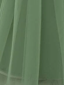 Baby Girls' Pink Long Sleeve Elegant Tulle Princess Dress, Suitable For Parties - Green - View 7