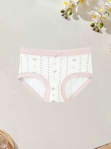 5 piezas Bragas de mujer con lazo floral pequeño y dulce, de cintura media, suaves y transpirables