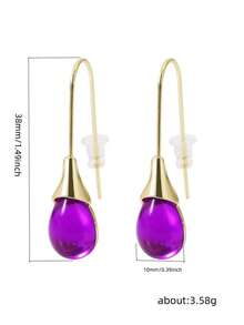 A Pair Of Fashion Resin Water Drop Earrings, Simple And Versatile, Suitable For Any Occasion.