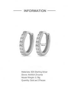 EleRunis 1 Pair 925 Sterling Silver Classic Cubic Zirconia 5mm-10mm Earrings, 18K Gold Plated Mini Cartilage Earrings, Suitable For Women's Daily Wear - Silver - View 16