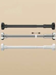 1 件装可调节不锈钢衣柜杆，可伸缩浴室毛巾杆、衣架、窗帘杆、衣柜挂杆、可伸缩浴帘杆、阳台杆 - 无需钻孔，适用于窗帘、门和卧室收纳