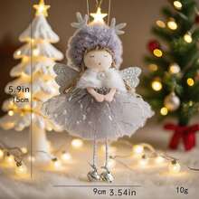 1pc Deer Horn Faux Fur Lace Pom Pom Angel Wing Christmas Tree Ornament. Christmas Decoration Includes Adorable Angel Ornament, Suitable For Christmas, New Year, Valentine's Day And Graduation Party Christmas Tree Decor - Multicolor - View 15