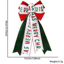 1 Stück Weihnachtsbaum Rot Schneeflocke Schleife Ornament Anhänger, Samt imitierter Leinen Schleife Weihnachtsparty Dekoration Zubehör, Schneeflocke Karomuster Schleife Anhänger, handgemachte Weihnachtsschleife aus rotem und grünem Samt mit Buchstaben, Weihnachtsbaum Dekoration Karomuster Polka Dot Schleife, Ahornblatt Schneeflocke Karomuster Schleife Festival Dekorationszubehör