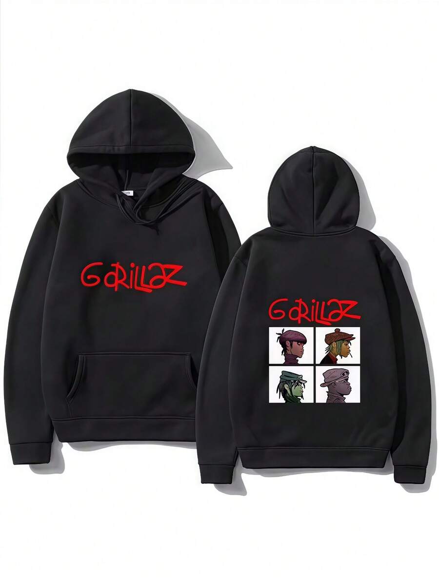 Rock Print Hoodies Music Band Gorillazs Punk Hooded Sweatshirts Unisex Casual Streetwear Y2K Street Fashion Pullover Clothing
