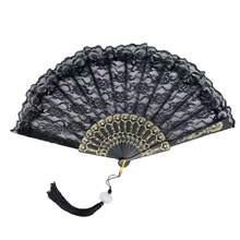 Lace Folding Fan For Women, Dark Lolita Gothic Style, Lolita Japanese Style, Face-Shielding Fan, Cosplay Photo Accessory, Dress-Up Prop, Folding Fan - 白色羽毛扇子 - 查看 7
