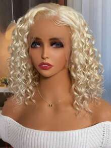 613 13x4 Lace Front Wigs Human Hair Blonde Bob Human Hair Wigs Short Curly Bob Wigs For Woman 613 Frontal Wigs Pre Plucked With Baby Hair 200% Density - S613 - 查看 2