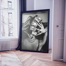 1 件无框《头上有钱的女人》时尚奢华时尚海报，黑白艺术，墙面装饰帆布海报 - 艺术印刷品，适合卧室、客厅、厨房、墙面装饰 - 彩色 - 查看 3