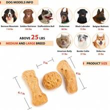 Willjoy Dog Chew Toys For Aggressive Chewers, Tough Dog Toys For Aggressive Chewers, Pine Wood And Nylon Indestructible Dog Toy, Bacon Flavor Large Dog Toys To Keep Them Busy - 3 件裝 DuraDumb/RollBall/CurveBone - 查看 7