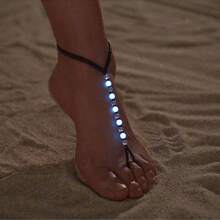 1pc Bohemian Beaded Glow-In-The-Dark Anklet, Suitable For Beach, Vacation, Music Festival Wear