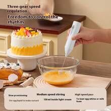 2-en-1 Mousseur à lait électrique portatif mini, batterie rechargeable USB 18650 en acier inoxydable, 3 réglages de vitesse, 11000 tr/min, fabricant de mousse de lait à cappuccino portable, accessoires de cuisine fouet à œufs, fouetteur de blanc d'œuf