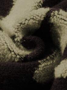 男士休闲拼接 Polo 领套头毛衣，宽松学院风，春秋季长袖上衣 - 棕色 - 查看 8