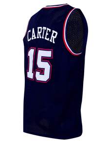 Men's Embroidered Basketball Jersey 15 Blue Casual Sleeveless Vest V-Neck T-Shirt Party Sports Top - Blue - View 2