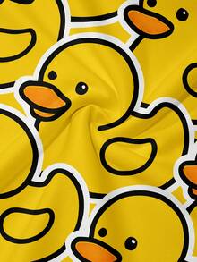 男士黄色小鸭印花圆领卫衣和抽绳长裤套装，秋季，秋装