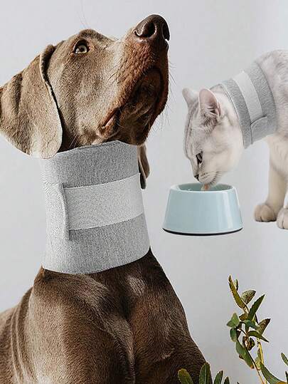 Gray Breathable Adjustable Pet Neck Collar, Post-Surgery Recovery Protector To Prevent Scratching And Licking, Suitable For Small-Medium Dogs And Cats