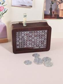 1 buc pușculiță din lemn asamblată creativ, artizanat rafinat din lemn, plan de economii portabil atât pentru bani de hârtie, cât și pentru monede, decorare desktop, un cadou de ziua de naștere pentru prieteni.