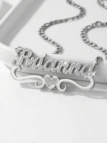定制文字项链，嘻哈风格个性化吊坠项链，女士珠宝，尼龙吊坠项链，定制文字首饰，送给情侣、朋友和父母的完美礼物，银色时尚，秋季时尚，休闲简约，简约，中性，时尚定制，个性化，独特，送给女友、母亲、家人的理想礼物，母亲节礼物 - 雙層滿鑽項鍊風格1 - 查看 9