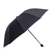 Guarda-chuva com bordas triplas e envolto, adequado para dias ensolarados e chuvosos, com superfície reforçada, dobrável, ideal para deslocamento diário, viagens, atividades ao ar livre e adequado para pessoas de todas as idades.