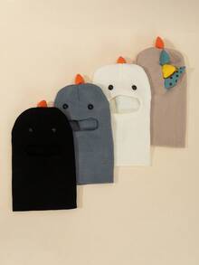 1pc Toddler Boys' Dinosaur Hooded Scarf Hat, Baby Knitted Balaclava Beanie Cap, Warm Winter Hat