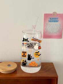 1 szt. wielokrotnego użytku kubek ze słomką do kawy, napojów gazowanych i napojów mrożonych – najlepszy wybór na prezent na Halloween