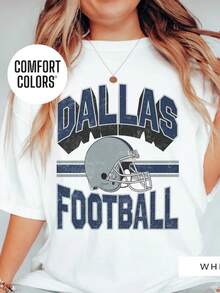Dallas Football Vintage Style  Dallas  Cowboys Shirt For Women Retro Cowboys Shirt Gift For Her Oversized Cowboys Boho - 白色 - 查看 1