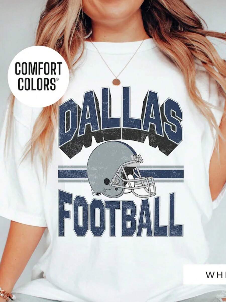 Dallas Football Vintage Style  Dallas  Cowboys Shirt For Women Retro Cowboys Shirt Gift For Her Oversized Cowboys Boho - 白色 - 查看 1